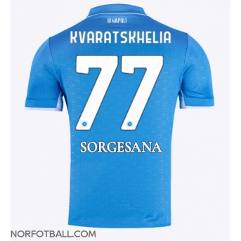 Billige Fotballdrakt SSC Napoli Khvicha Kvaratskhelia #77 Replika Hjemmedrakt 2024-25 Kortermet